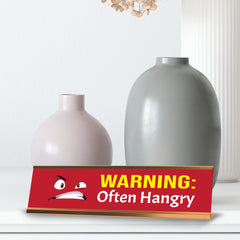 Warning: Often Hangry, Golden Frame Desk Sign (2x8)