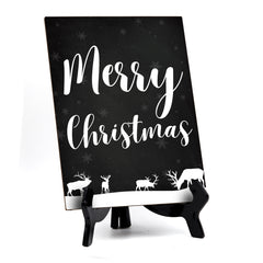 Merry Christmas Sign with Easel, Reindeer Design (6 x 8")