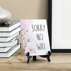 Sorry No Wifi Table Sign with Easel, Floral Vine Design (6 x 8")