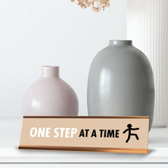 One Step At A Time, Gold Frame, Desk Sign (2x8")