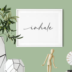 Inhale UNFRAMED Print Cute Typography Wall Art