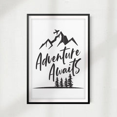 Adventure Awaits UNFRAMED Print Home Décor, Quote Wall Art