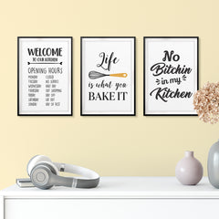 Kitchen Fun Welcome Wall Art UNFRAMED Print (3 Pack)