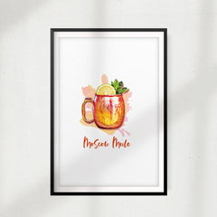 Moscow Mule Watercolor UNFRAMED Print Drinking Wall Art