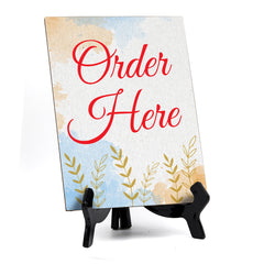Signs ByLita Order Here, Blue Watercolor Table Sign (6 x 8")