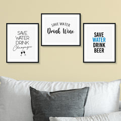 Funny Drinking Decor Wall Art UNFRAMED Print (3 Pack)