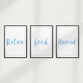 Relax, Soak, Unwind UNFRAMED Prints (Set of 3) Home Décor, Quote Wall Art
