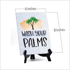 Wash Your Palms Table or Counter Sign with Easel Stand, 6" x 8"