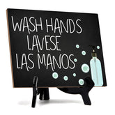 Signs ByLITA Wash Hands Lavese Las Manos, Hygiene Sign, 6" x 8"