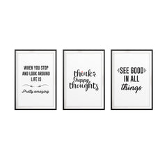Positive Thoughts Wall Art UNFRAMED Print (3 Pack)
