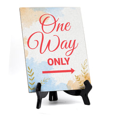 Signs ByLita One way only, Blue Watercolor Table Sign (6 x 8")