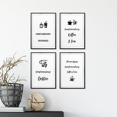 Complimentary Tea & Coffee Wall Art UNFRAMED Print (4 Pack)