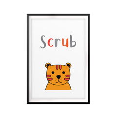 Scrub UNFRAMED Print Kids Bathroom Wall Art