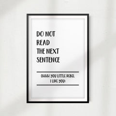 Do Not Read The Next Sentence UNFRAMED Print Décor Wall Art