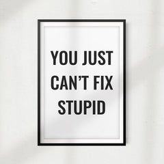 You Just Can't Fix Stupid UNFRAMED Print Home Décor, Quote Wall Art