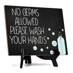 Signs ByLITA No Germs Allowed Please Wash Your Hands, Hygiene Sign, 6" x 8"