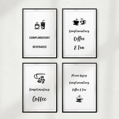 Complimentary Tea & Coffee Wall Art UNFRAMED Print (4 Pack)