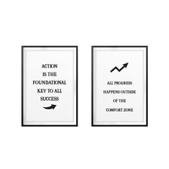 Motivational Quotes Wall Art UNFRAMED Print (2 Pack)