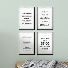 Funny Family Wall Art UNFRAMED Print (4 Pack)