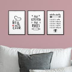 Kitchen Rules Wall Art UNFRAMED Print (3 Pack)