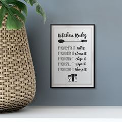 Kitchen Rules UNFRAMED Print Kitchen Decor Wall Art