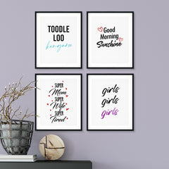 Cute Funny Wall Decor Wall Art UNFRAMED Print (4 Pack)