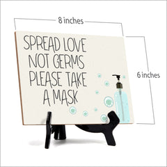 Signs ByLITA Spread Love Not Germs. Please Take A Mask, Hygiene Sign, 6" x 8"
