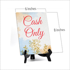 Signs ByLita Cash Only, Blue Watercolor Table Sign (6 x 8")