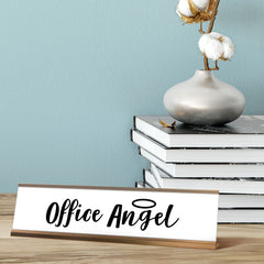 Office Angel Desk Sign, novelty nameplate (2 x 8")