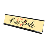 Boss Babe, Yellow Heart Desk Sign (2 x 8")