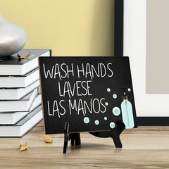 Signs ByLITA Wash Hands Lavese Las Manos, Hygiene Sign, 6" x 8"