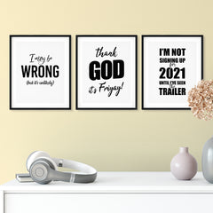 Funny Home Prints Wall Art UNFRAMED Print (3 Pack)