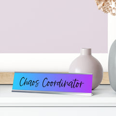 Chaos Coordinator, Blue and Purple Novelty Office Gift Desk Sign (2 x 8")