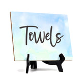 Towels Table or Counter Sign with Easel Stand, 6" x 8"