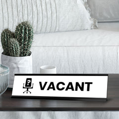 Vacant, Black Frame, Desk Sign (2x8”)