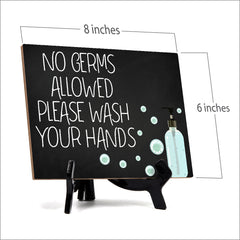 Signs ByLITA No Germs Allowed Please Wash Your Hands, Hygiene Sign, 6" x 8"