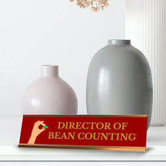 Director of Bean Counting, Gold Frame, Desk Sign (2x8)