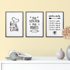 Kitchen Rules Wall Art UNFRAMED Print (3 Pack)