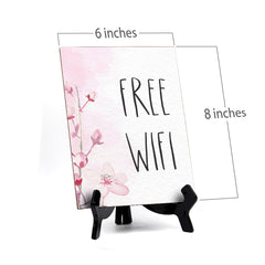 Free Wifi Table Sign with Easel, Floral Vine Design (6 x 8")