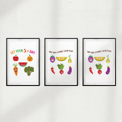 Healthy Eating Emoji Wall Art UNFRAMED Print (3 Pack)