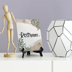 Restroom Table Sign with Green Leaves Design (6 x 8")
