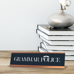 Grammar Police, Gold Frame, Novelty Nameplate Desk Sign (2 x 8¨)
