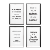 Funny Family Wall Art UNFRAMED Print (4 Pack)