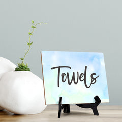 Towels Table or Counter Sign with Easel Stand, 6" x 8"