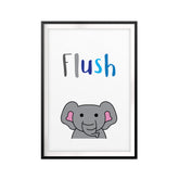 Flush Reminder Cute UNFRAMED Print Kids Bathroom Wall Art