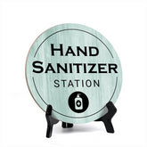 Round Hand Sanitizer Station, Decorative Bathroom Table Sign with Acrylic Easel (5 x 5")