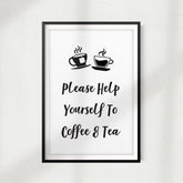Please Help Yourself To Coffee & Tea UNFRAMED Print Home Décor, Coffee Wall Art