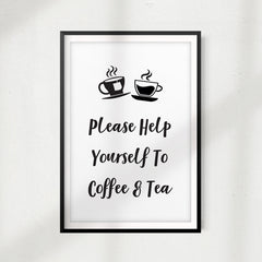 Please Help Yourself To Coffee & Tea UNFRAMED Print Home Décor, Coffee Wall Art