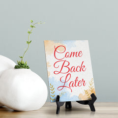 Signs ByLita Come Back Later, Blue Watercolor Table Sign (6 x 8")