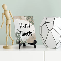 Hand Towels Table Sign with Green Leaves Design (6 x 8")